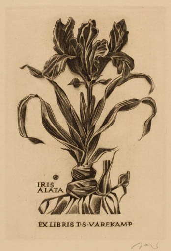 Exlibris by Wojciech Jakubowski from Poland for T. S. Varekamp - Flower 