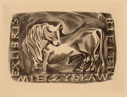 Exlibris by Wojciech Jakubowski from Poland for Mieczyslaw Bielen - Fauna 