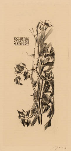 Exlibris by Wojciech Jakubowski from Poland for Gianni Mantero - Flora 