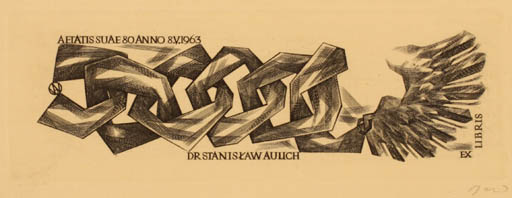 Exlibris by Wojciech Jakubowski from Poland for Dr. Stanislaw Aulich - Abstract 