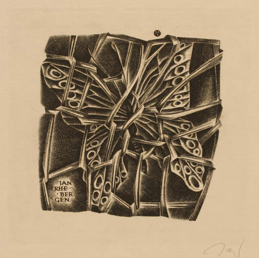 Exlibris by Wojciech Jakubowski from Poland for G. Jan Rhebergen - Butterfly 