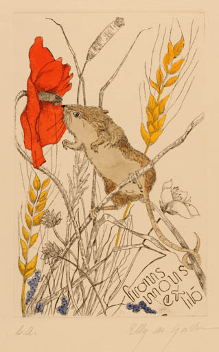 Exlibris by Elly de Koster from Netherland for Frans Mors - Fauna Flora 