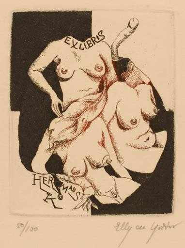 Exlibris by Elly de Koster from Czechoslovakia for Klaus Hermanns - Erotica 