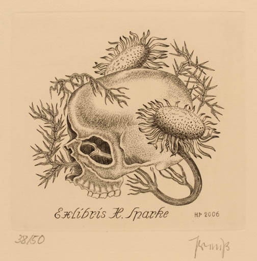 Exlibris by Heinrich Preuß from Germany for Heidi & Horst Sparke - Death Flora 