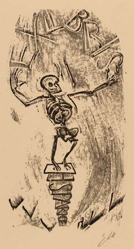 Exlibris by Eduard Albrecht-Hagen from Germany for Heidi & Horst Sparke - Death 