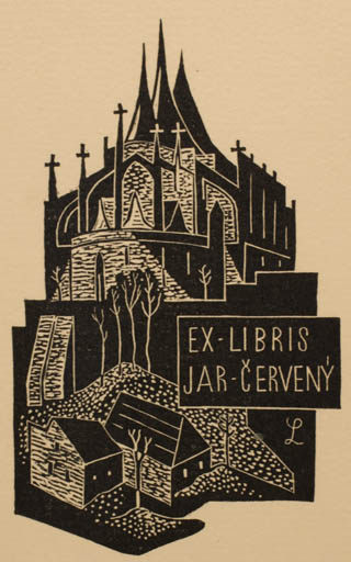 Exlibris by Richard Lander from Czech Republic for Jaroslav Cervany - Architecture Church 