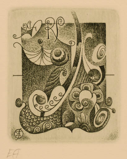 Exlibris by Galina Lwowa from Germany for Roman Smirnov - Ornament 