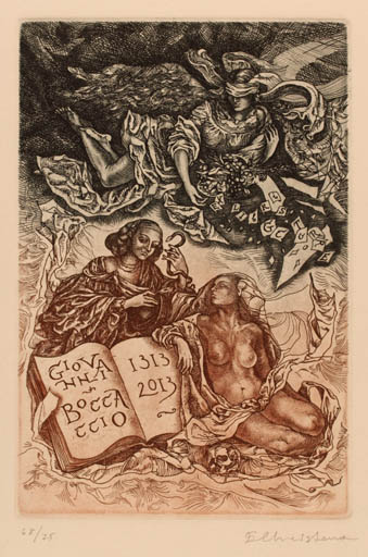 Exlibris by Evgenia Christova from Bulgaria for Gian Carlo Torre - Literature 