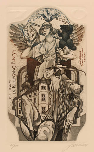 Exlibris by Hedvig Pauwels from Belgium for Dr. Wolfgang Pungs - Surrealism 