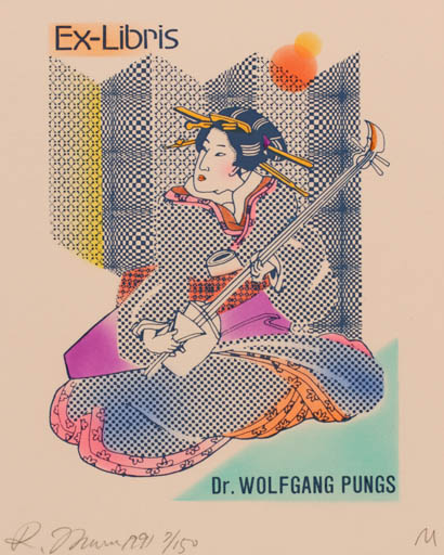 Exlibris by Ryoichi Murasawa from Japan for Dr. Wolfgang Pungs - Woman Music Oriental 