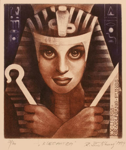 Exlibris by Renata Simlikova from Czech Republic for Dr. Wolfgang Pungs - Historical Person Portrait Egypt 