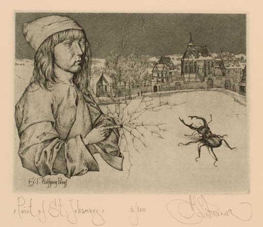 Exlibris by Konstantin Kalynovych from Ukraine for Dr. Wolfgang Pungs - City Insect Religion 