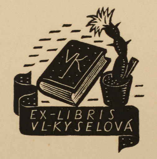 Exlibris by Richard Lander from Czech Republic for Vl. Kyselova - Book Flora 