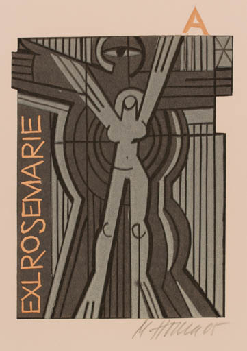 Exlibris by Miroslav Houra from Czechoslovakia for Rosemarie Aschenbach - Woman 