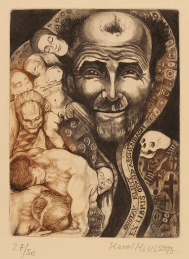 Exlibris by Karel Musil from Czech Republic for Gerald Aschenbach - Death Portrait 