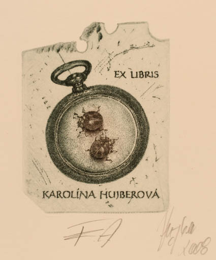 Exlibris by Günter Hujber from Czech Republic for Karolina Hujberova - Insect 