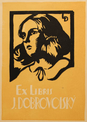 Exlibris by Deneke Livora from Czech Republic for Jaroslav Dobrovolsky - Woman Portrait 