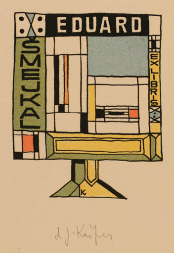 Exlibris by Ladislav J. Kaspar from Yugoslavia for Eduard Smejkal - Abstract 