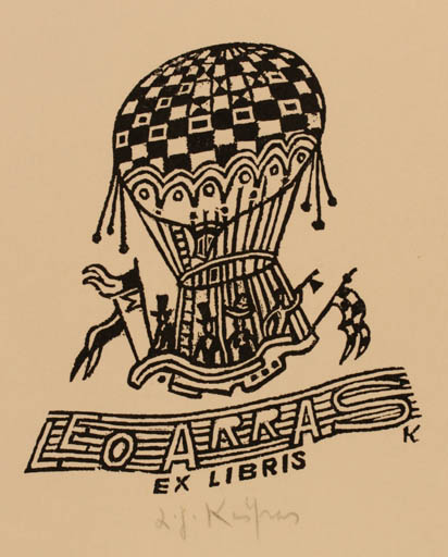 Exlibris by Ladislav J. Kaspar from Yugoslavia for Leo Arras - Aircraft 