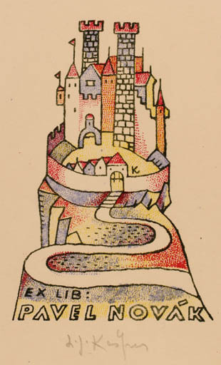 Exlibris by Ladislav J. Kaspar from Yugoslavia for Pavel Novak - Castle/Palace 