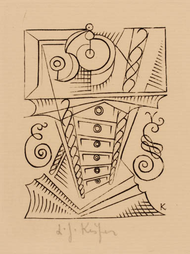 Exlibris by Ladislav J. Kaspar from Yugoslavia for Ladislav J. Kaspar - Abstract 