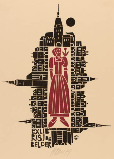 Exlibris by Miroslav Houra from Czech Republic for ? ? - City Woman 