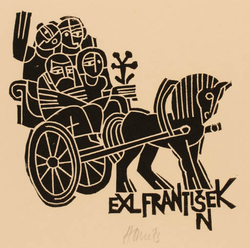 Exlibris by Miroslav Houra from Czech Republic for N. Frantisek - Horse 