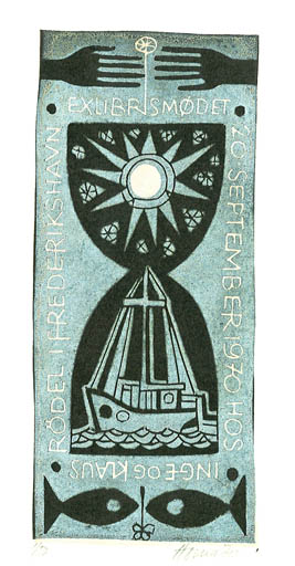 Exlibris by Miroslav Houra from Czechoslovakia for Klaus & Inge Rödel - Exlibris Congress Maritime 