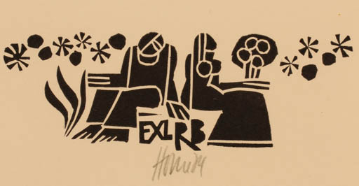 Exlibris by Miroslav Houra from Czech Republic for R. B. - Couple 