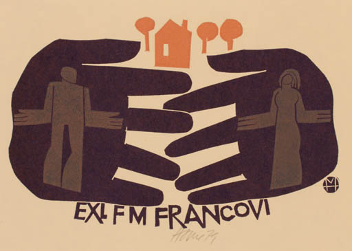 Exlibris by Miroslav Houra from Czech Republic for Marta Frantisek Francovi - Hand(s) Couple 