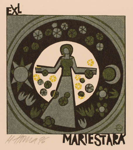 Exlibris by Miroslav Houra from Czech Republic for Marie Stark - Cosmos Woman 