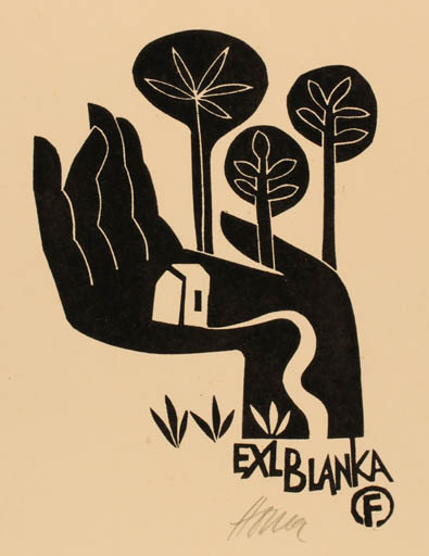 Exlibris by Miroslav Houra from Czech Republic for ? Blanka - Hand(s) 