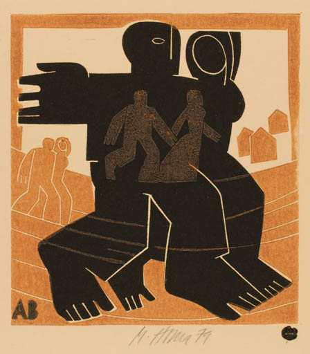 Exlibris by Miroslav Houra from Czech Republic for A. B. - Couple 