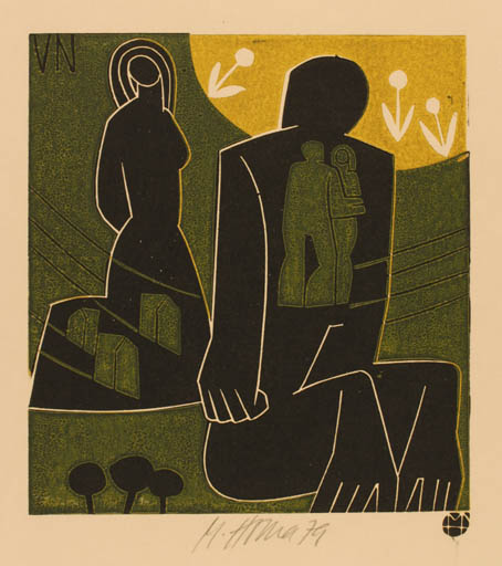 Exlibris by Miroslav Houra from Czech Republic for V. N. - Couple 