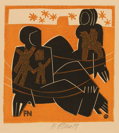 Exlibris by Miroslav Houra from Czech Republic for F. N. - Couple 