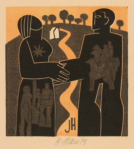 Exlibris by Miroslav Houra from Czech Republic for J. H. - Couple 