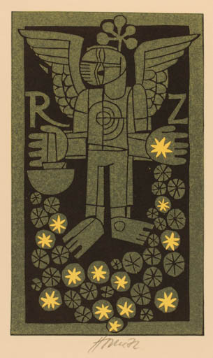 Exlibris by Miroslav Houra from Czech Republic for R. Z. - Angel 