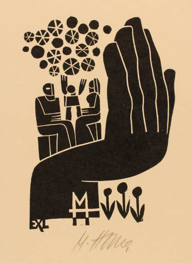 Exlibris by Miroslav Houra from Czech Republic for Miroslav Houra - Hand(s) Couple 