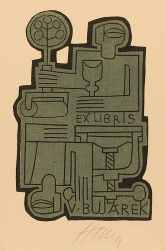 Exlibris by Miroslav Houra from Czech Republic for Vladimir Bujárek - Printing technique 