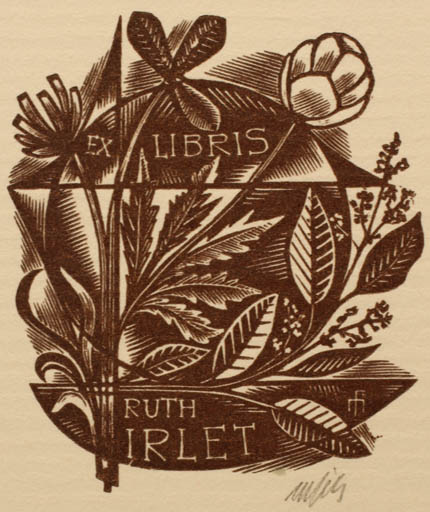 Exlibris by Dr. Otakar Marik from Czech Republic for Ruth Irlet - Flower 