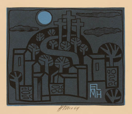 Exlibris by Miroslav Houra from Czech Republic for Miroslav Houra - City Religion 