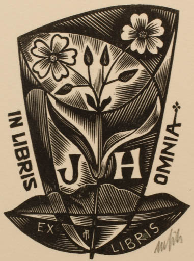 Exlibris by Dr. Otakar Marik from Czech Republic for ? J. H. - Flower 