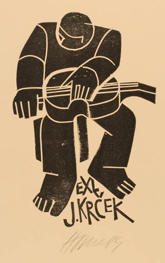 Exlibris by Miroslav Houra from Czech Republic for J. Krcek - Music 