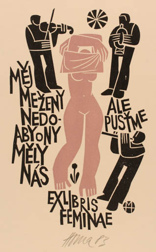 Exlibris by Miroslav Houra from Czech Republic for ? Feminae - Woman Music 