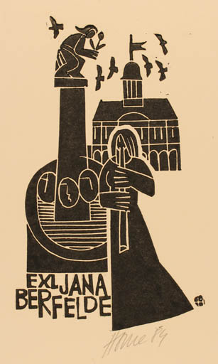 Exlibris by Miroslav Houra from Czech Republic for Jana Berfelde - Music 