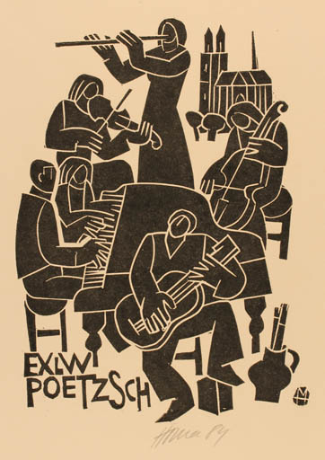 Exlibris by Miroslav Houra from Czech Republic for W. Poetzsch - Group Music 