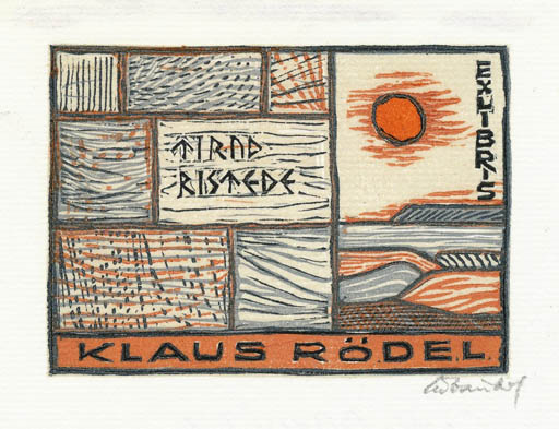 Exlibris by Chr. W. Bauditz from Denmark for Klaus Rödel - Scenery/Landscape Literature Sun 