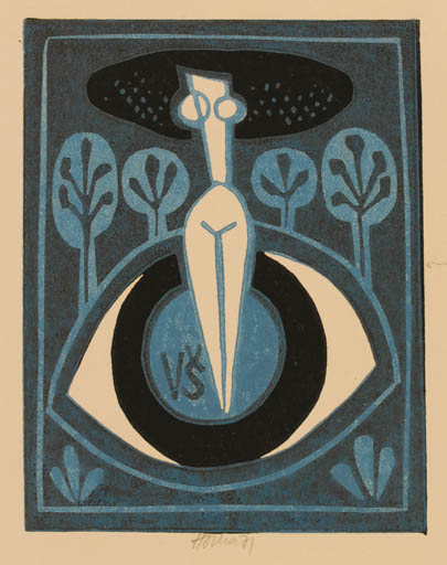 Exlibris by Miroslav Houra from Czech Republic for V. S. - Woman 