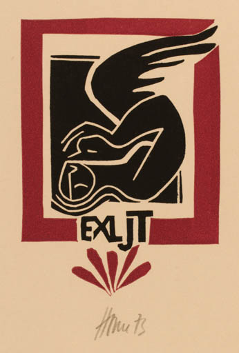 Exlibris by Miroslav Houra from Czech Republic for J. T. - Leda and the Swan 