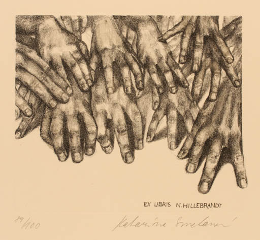 Exlibris by Katarina Smetanova from Slovak Republic for Dr. Norbert Hillerbrandt - Hand(s) 